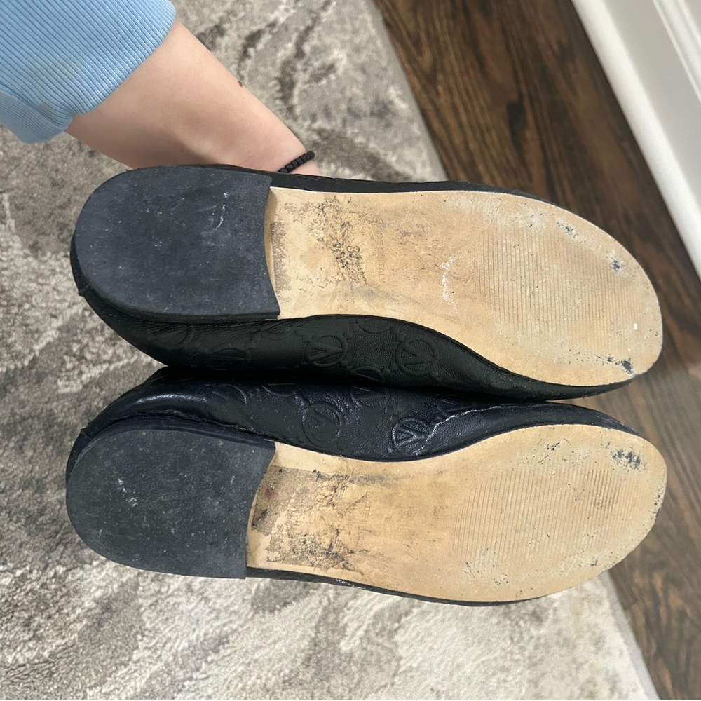 Valentino Black Leather Loafers with Gold Logo - Picture 2 of 2
